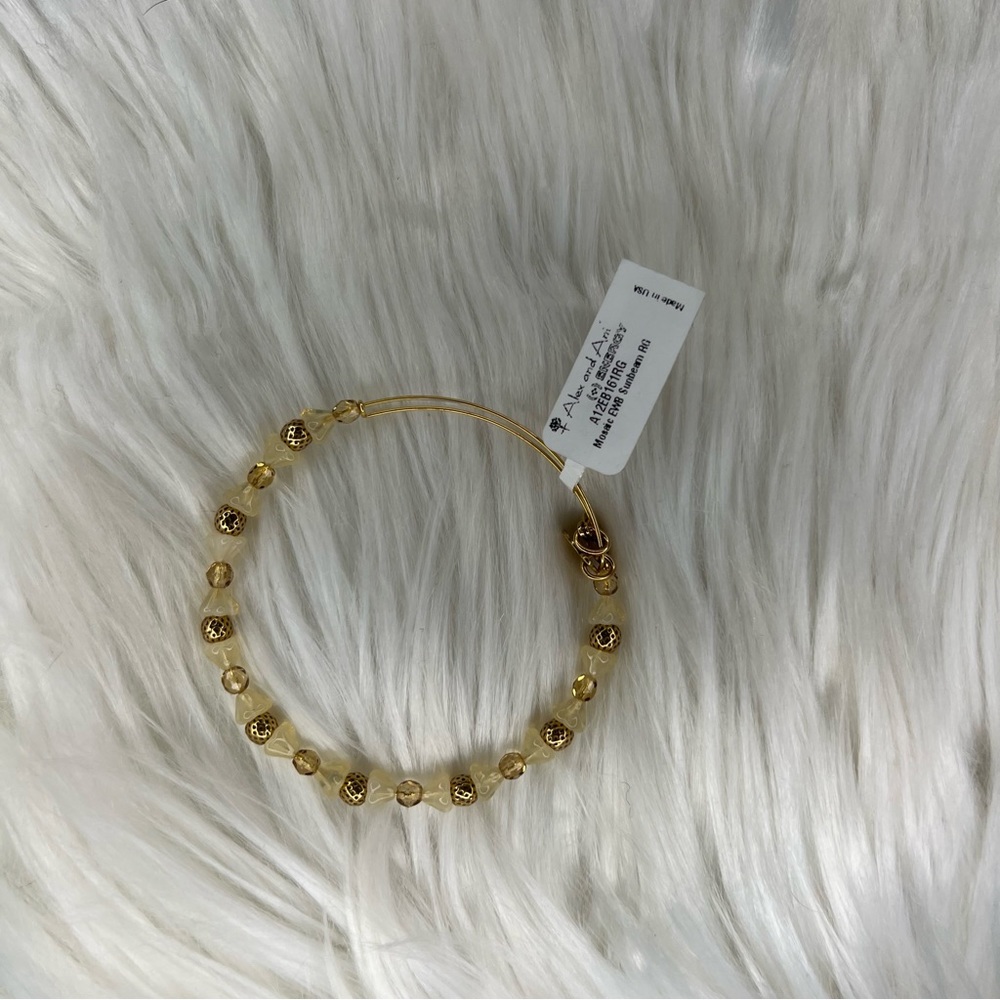 Alex and Ani Rafaelian Gold Mosaic Sunbeam Beaded Bangle Bracelet - Picture 3 of 4